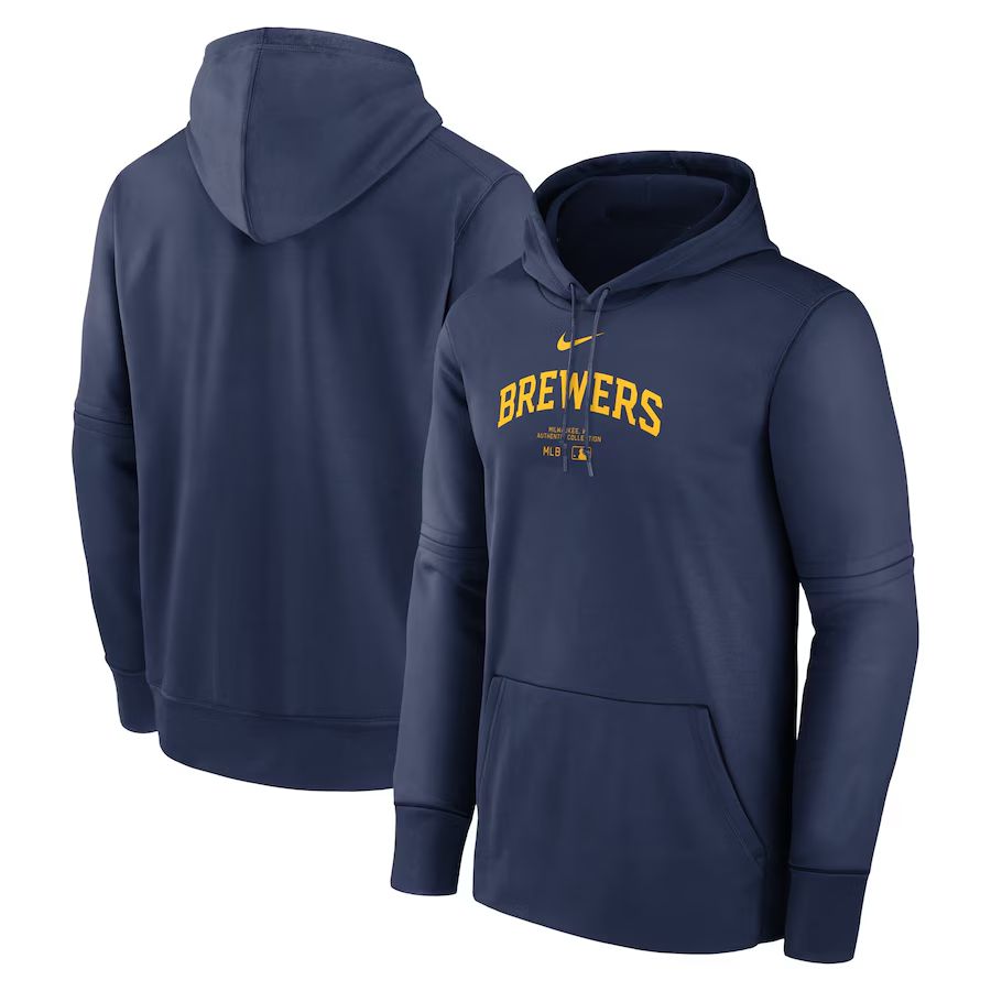 Men 2025 MLB Milwaukee Brewers Drak blue Nike hoodie style 2->minnesota twins->MLB Jersey